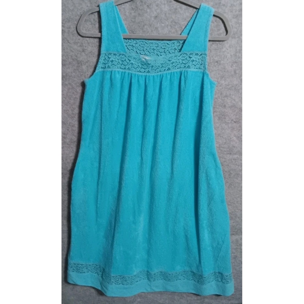 Vtg Shadowline Terry cloth Coverup House Dress Robe Women S Embroidered Lace EUC